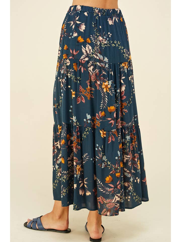 Teal Three Layered Floral Skirt for wholesale on Faire5