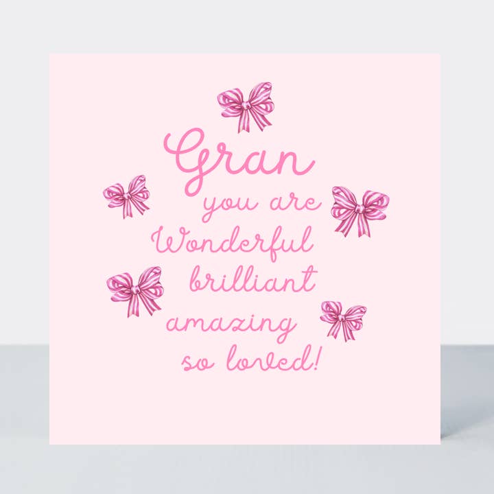 Biglietto per nonna "Sei meravigliosa" con fiocchi rosa a righe per la vendita all'ingrosso da parte di Petimo