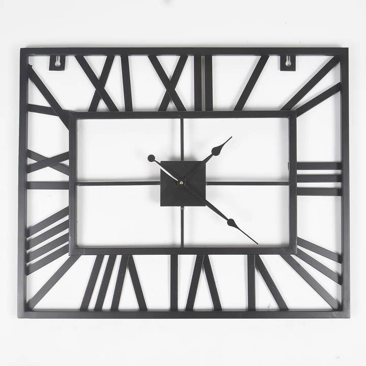 Roman Metal Skeleton Analog Rectangular Wall Clock for wholesale by IndieRoots