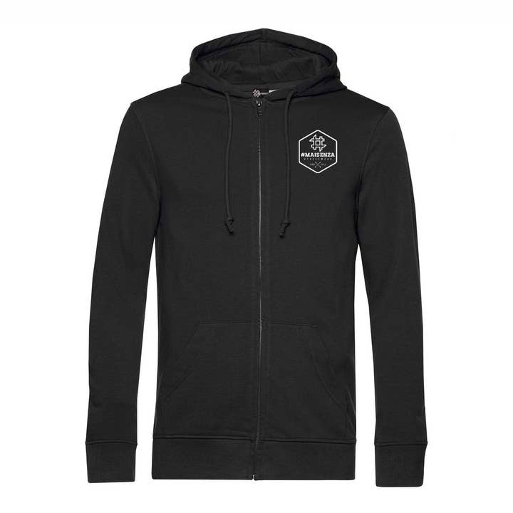 Heren hoodie met rits BOX LOGO - Black Pure voor wholesale door #MAISENZA