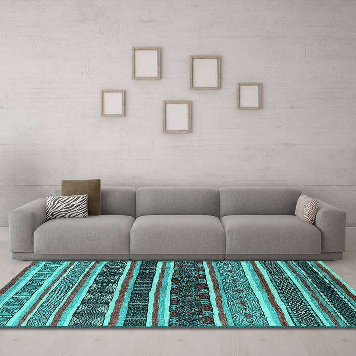 Machine Washable Solid Turquoise Modern Area Rugs for wholesale by Ahgly