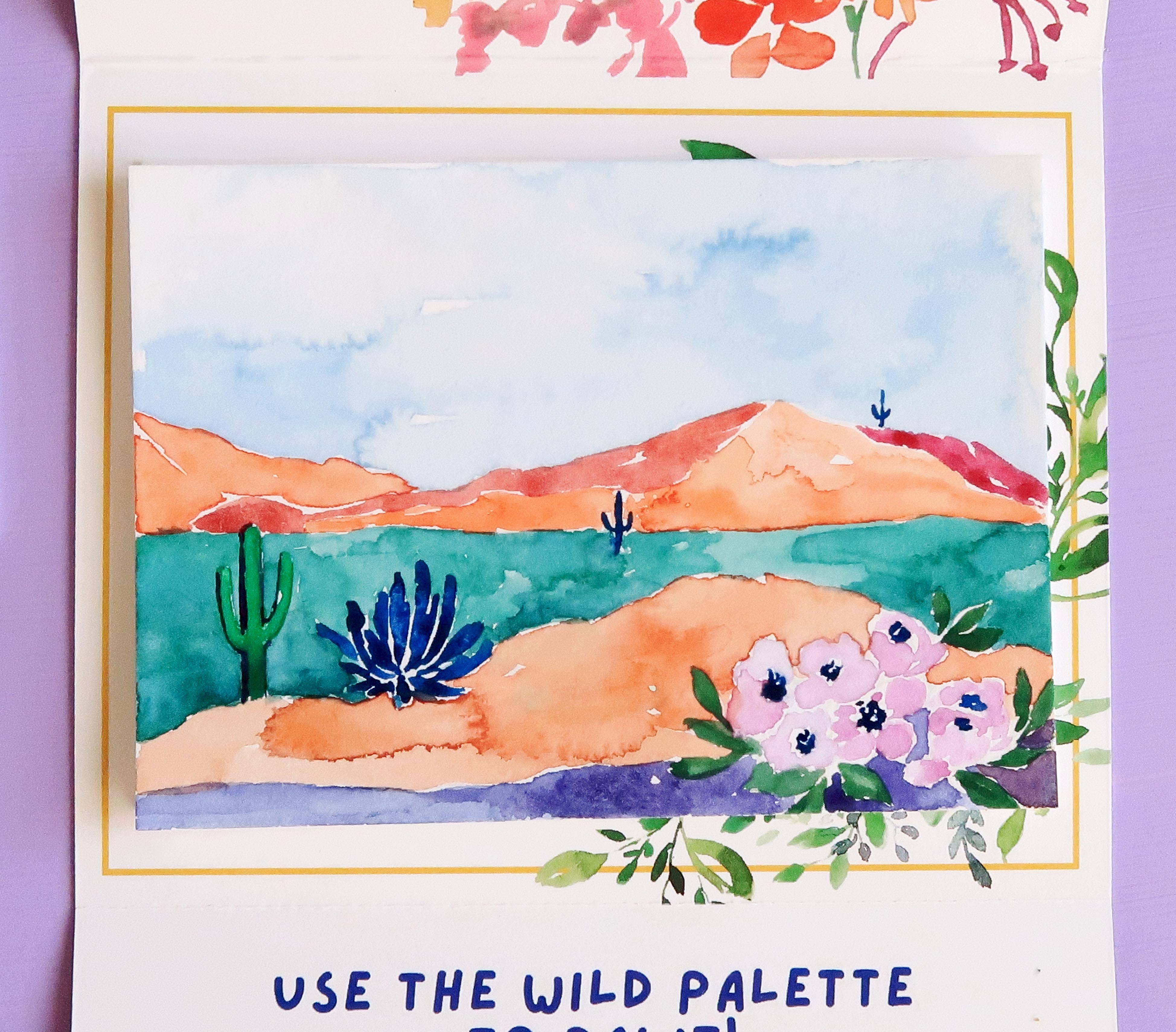 Pink Puddle Studio – wholesale DIY craft kit – Cactus Desert Landscape Watercolor Paint by Number DIY Kit2