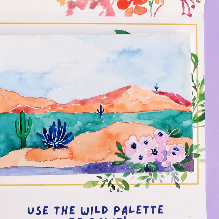 Pink Puddle Studio - Wholesale DIY Craft Kit - Cactus Desert Landscape Watercolor Paint by Number DIY Kit2