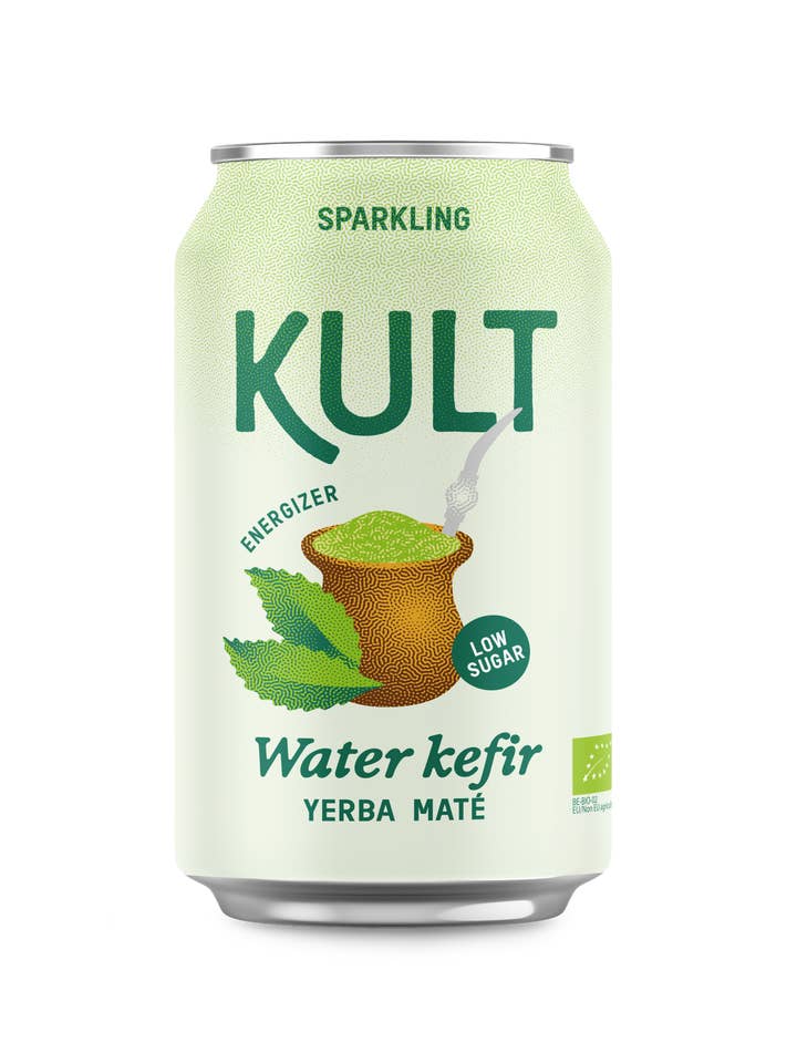 Kult Kefir vandkefir med maté - Økologisk - 12 x 33 cl for engroshandel hos Kult Kefir