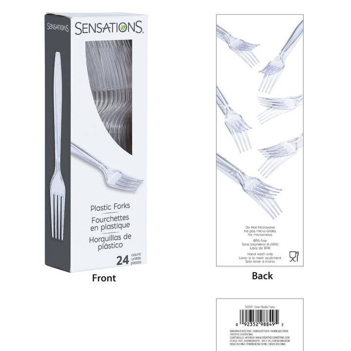 Bulk Party Decor - Wholesale Disposable Fork - Clear Forks Only, 24/Pkg2