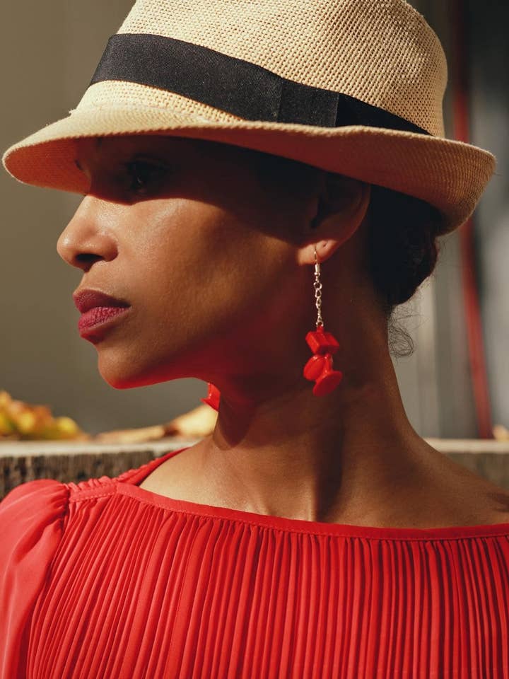 Toilet Earrings - Red - 80s Vintage, Upcycled for wholesale by NO RHYME OR REASON ART