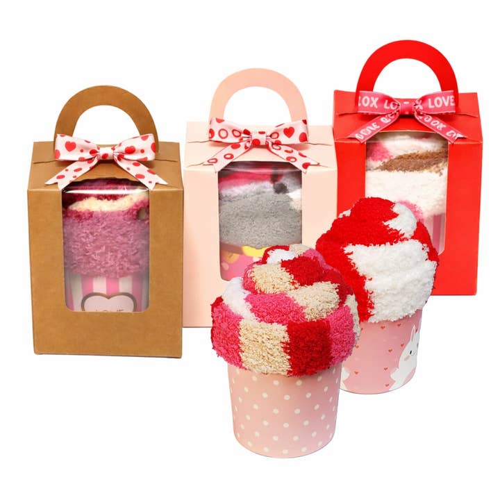 Valentine Cupcake Socks Gift Box for Adults & Teens for wholesale by My Nana's Gifts