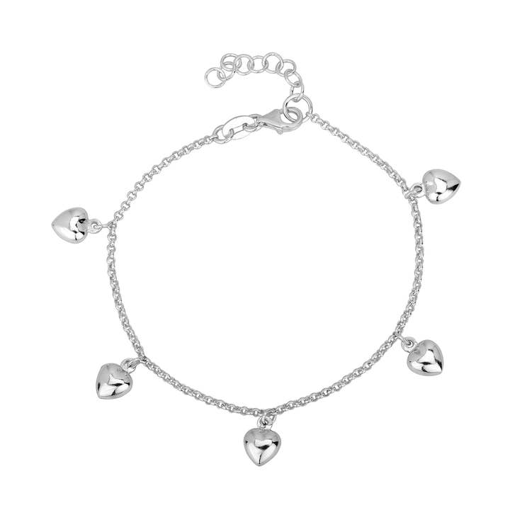 Carlton London Silver Love Heart Charm Bracelet for wholesale by Carlton London