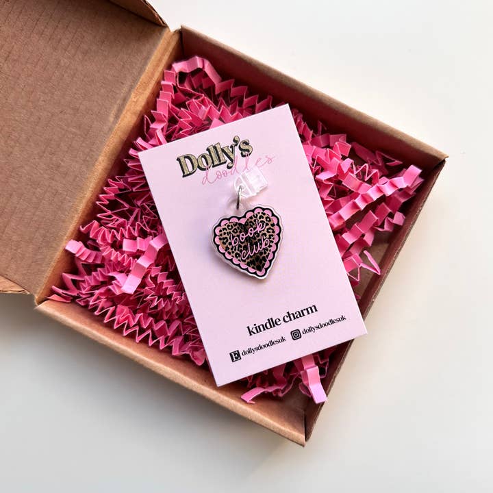 Kindle Charm - Book Club Pink Leopard Cute Reading Gift for wholesale by Dolly’s Doodles
