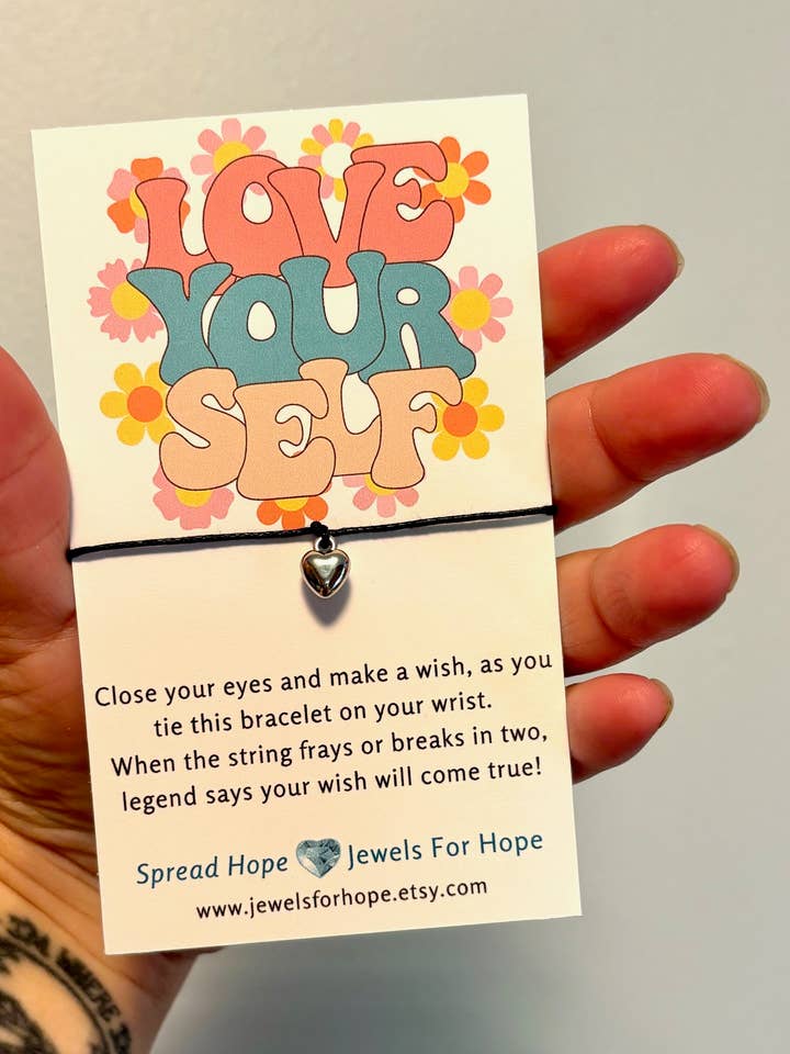 Elsk dig selv inspirerende ønskearmbånd, lille hjertegave for engroshandel hos Jewels For Hope