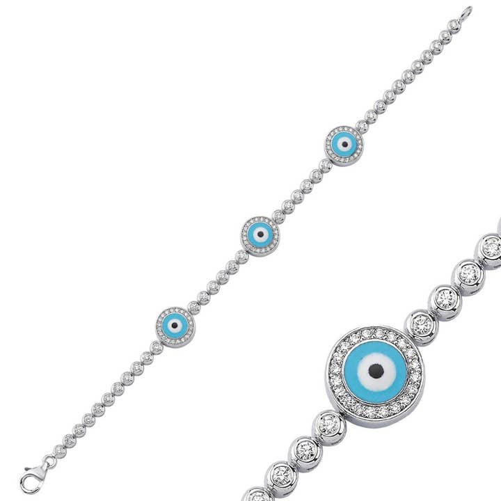 EVIL EYE DIAMOND TENNIS BRACELET for wholesale by Sestra Jewelry