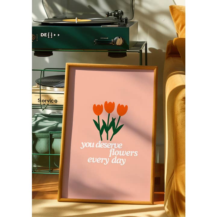 DU FÖRTJÄNAR BLOMMOR | Marknadskonsttryck, Tulpaner, Bukett för wholesale av Moo and May Studio