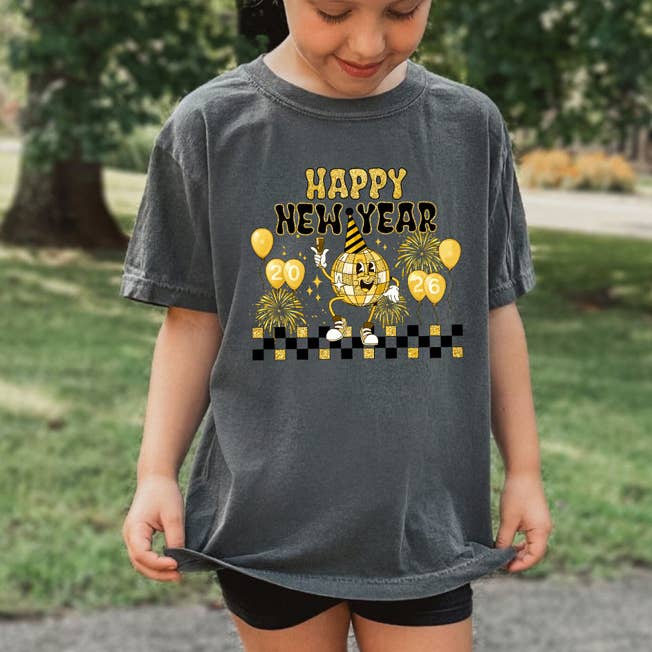 Frohes Neues Jahr 2026 Retro Partyhut DTF Wärmetransfer für den Großhandel von Trendy Transfers