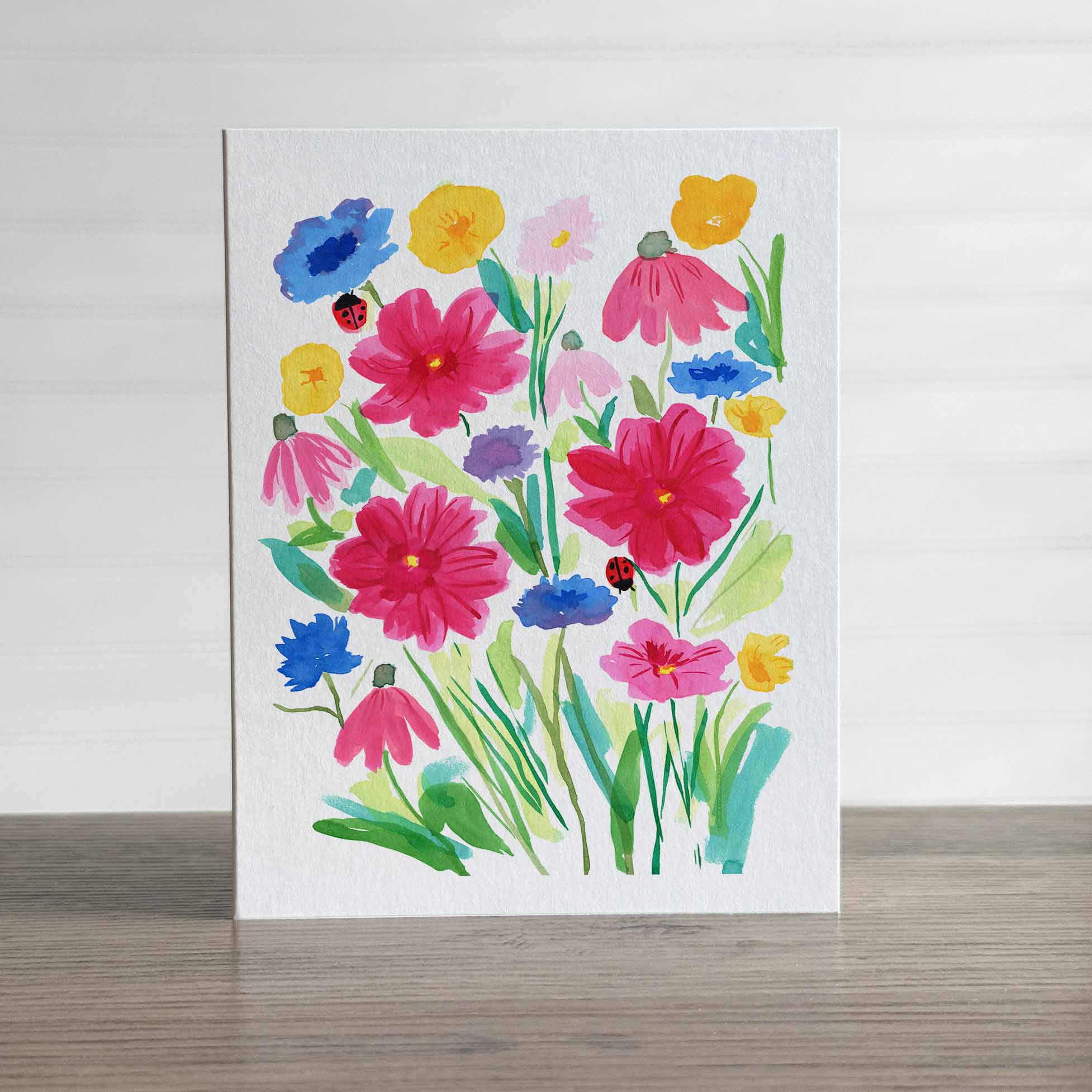 Tiffani Evans Creates - Wholesale Everyday Greeting Card - Flowers and Ladybugs Greeting Card