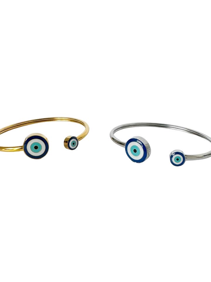 Evil Eye Double Bangle Cuff for wholesale by FRESHALAMODE / fashionably protected