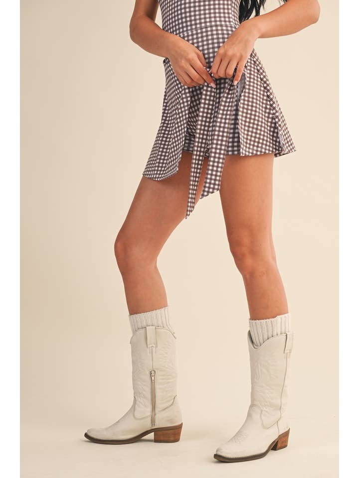 KIMBERLY C - Wholesale Athletic Dress - Women's - Gingham Print Sleeveless Wrap Tie Front Dress 14