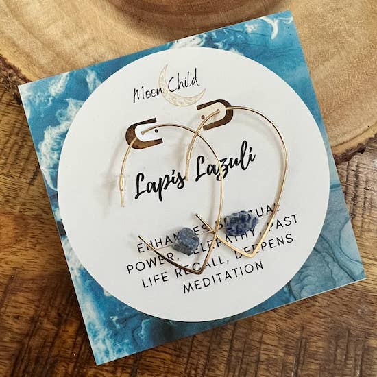 Pendientes de lapislázuli en forma de lágrima en oro para venta al por mayor de Moon Child