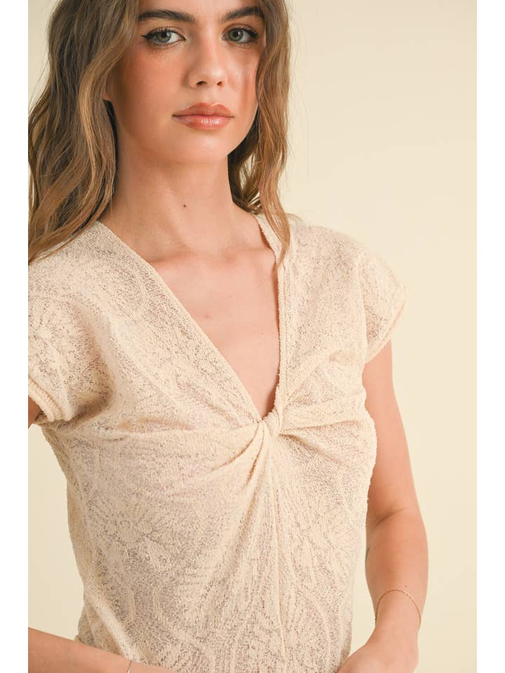 MIOU MUSE - Wholesale Knit Top - Women's - T3750 TEXTURED EMBROIDERED STYLE KNITTED TOP
