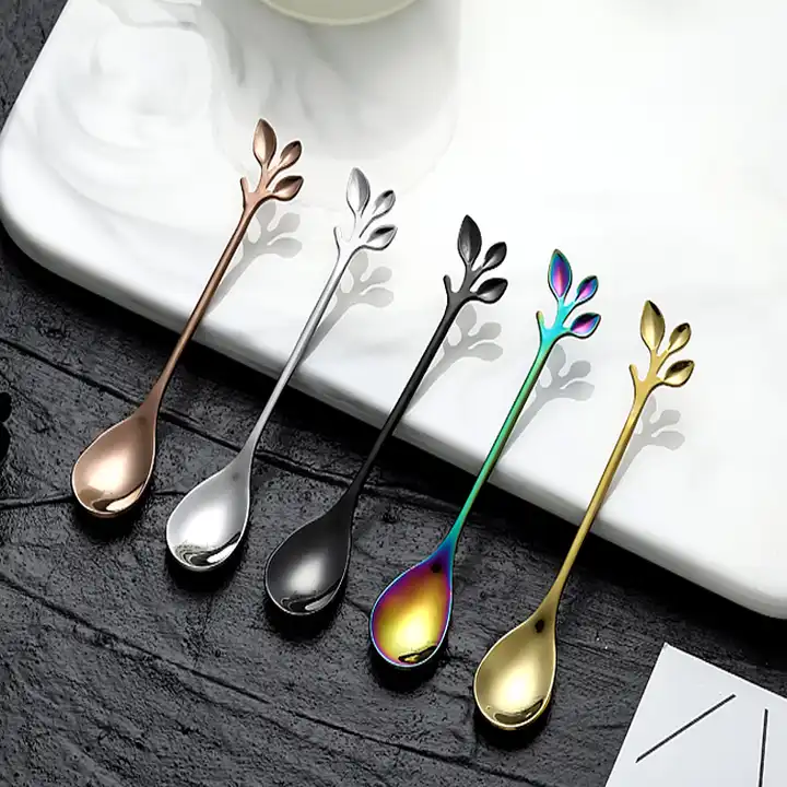 Sostraw & SmartThings - Wholesale Table Spoon (Cutlery) - Leaf Spoon - For Tea, Coffee or Dessert - 4 colors3