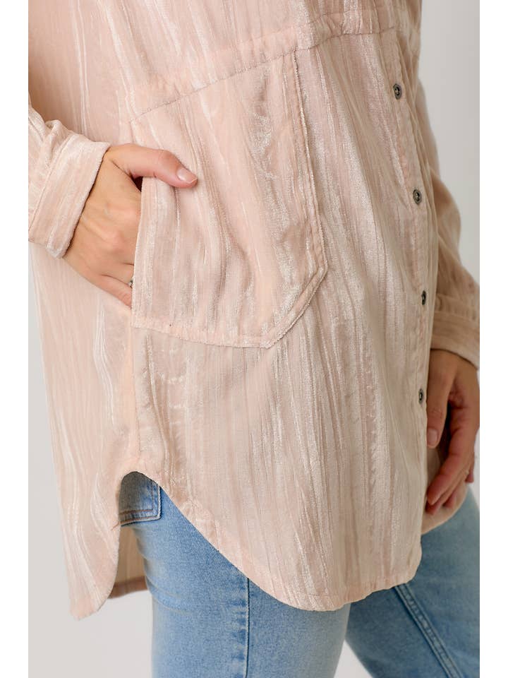 Mystree - Vendita all'ingrosso Camicia button down - Donna - 60901 Camicia in velluto con maniche raglan