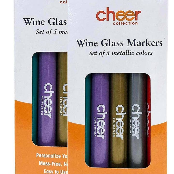 Cheer Collection - Wholesale Marker - Cheer Collection 2 Packs of 5 Wine Glass Marker (10 Markers)