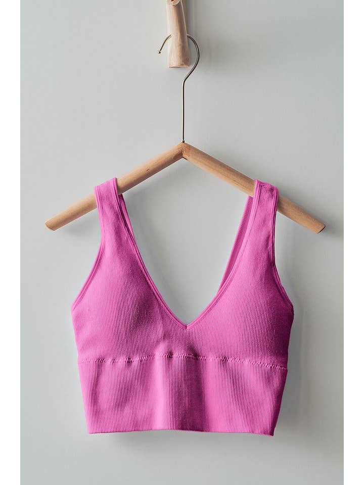 Urban Daizy - Wholesale Bralette - Women's - Mineral Wash V-Neck Rib Knit Bralette Top1