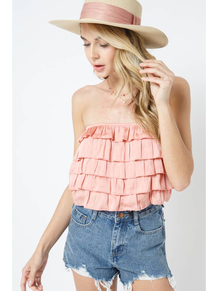 Blue B - Wholesale Blouse - Women's - 51464T - STRAPLESS RUFFLE TUBE TOP