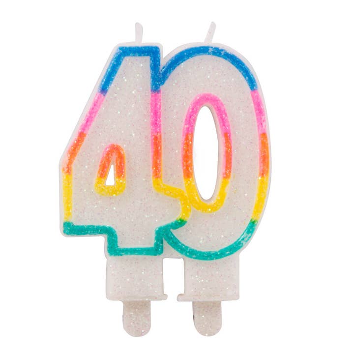 40th Birthday Glitter Candles with 2 holders for wholesale by Folat BV