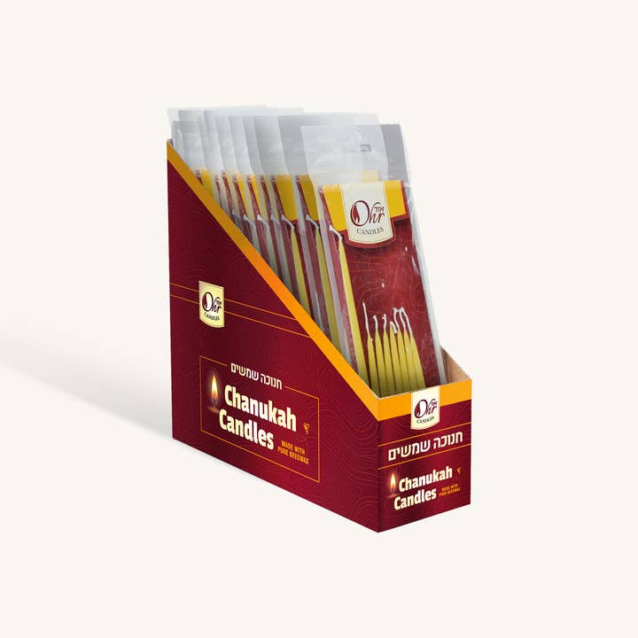 Ner Mitzvah - Wholesale Tapered Candle/Candlestick - Beewax Shamoshim Set - 1 Large, 7 Small (Ohr)