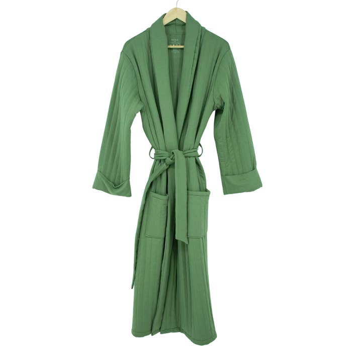 Peignoir en French Terry vert armée pour la vente par Sweet Bamboo