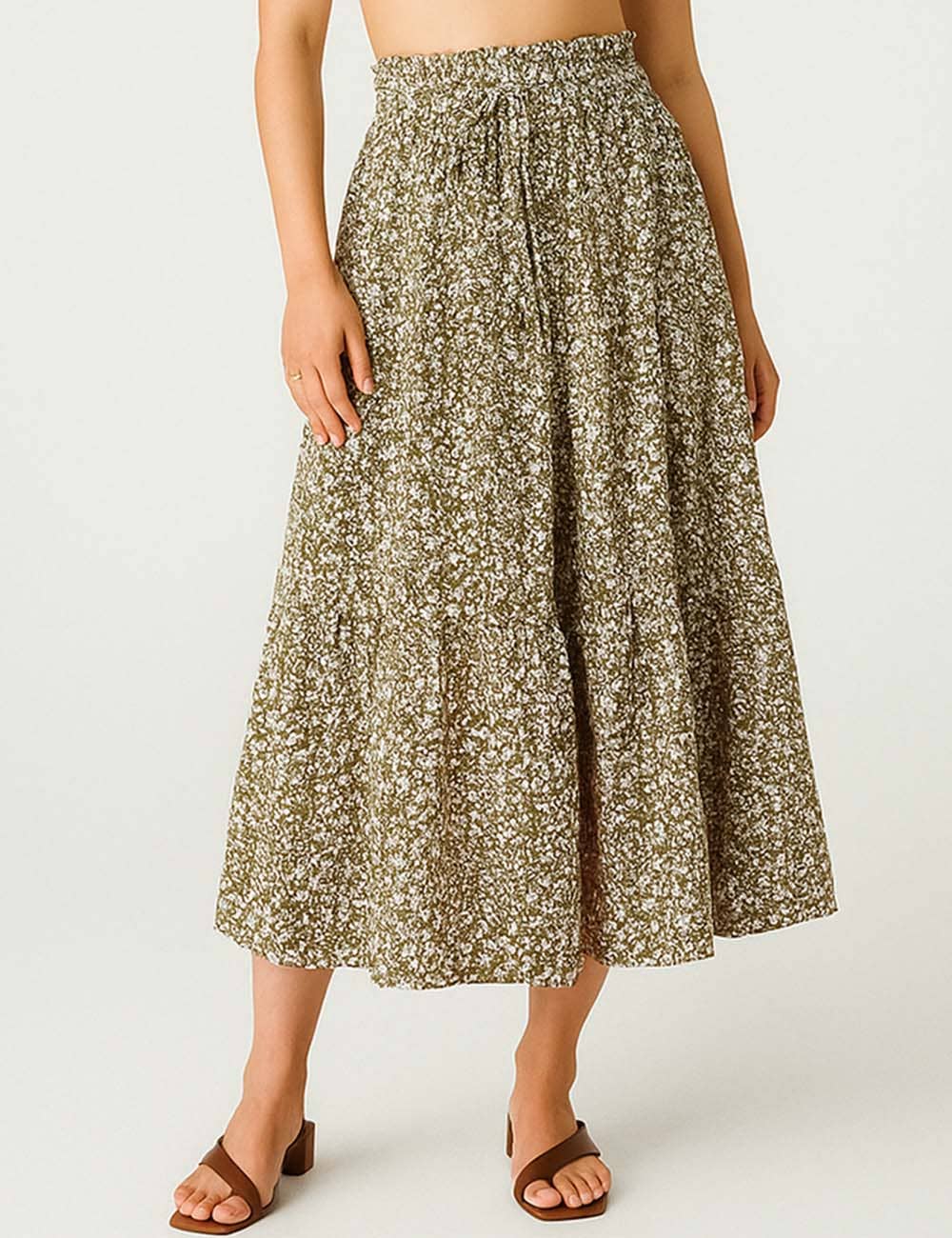 Sweetkama - Wholesale Skirt - Women's - Ladies Boho Elastic Waist Ruched Drawstring Skirt17