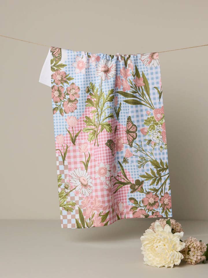 Bloemen Collage Theedoek voor wholesale door Geometry