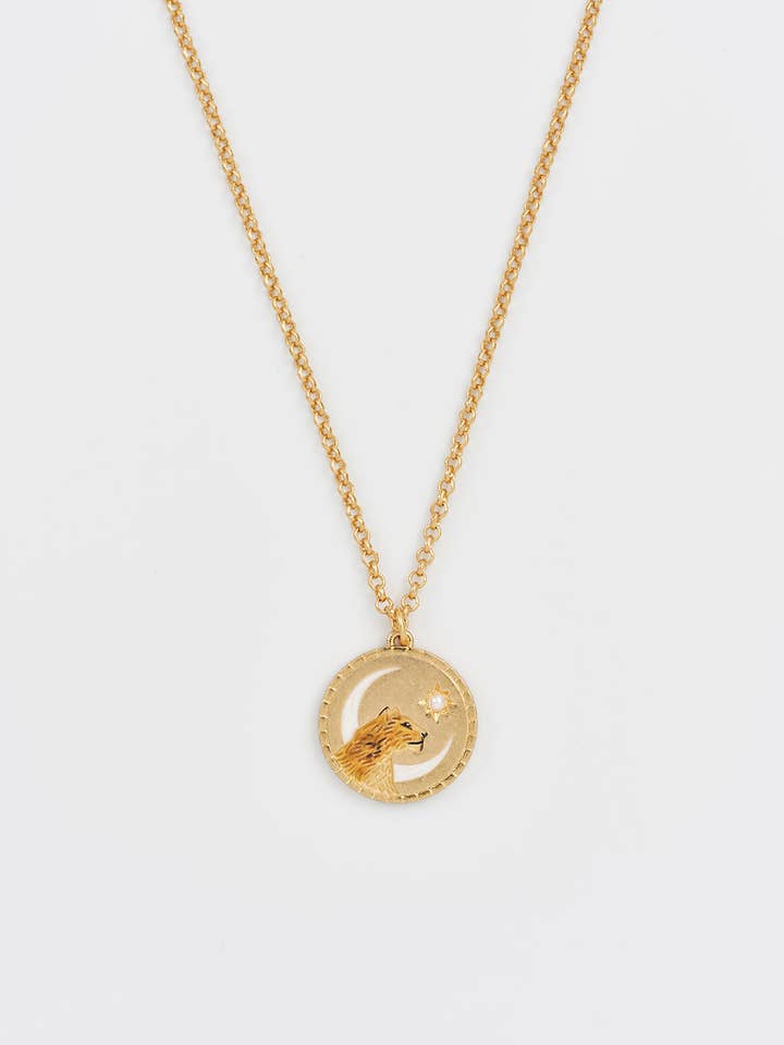 Lioness Spirit Guide Gold Chain Necklace for wholesale by Fable England