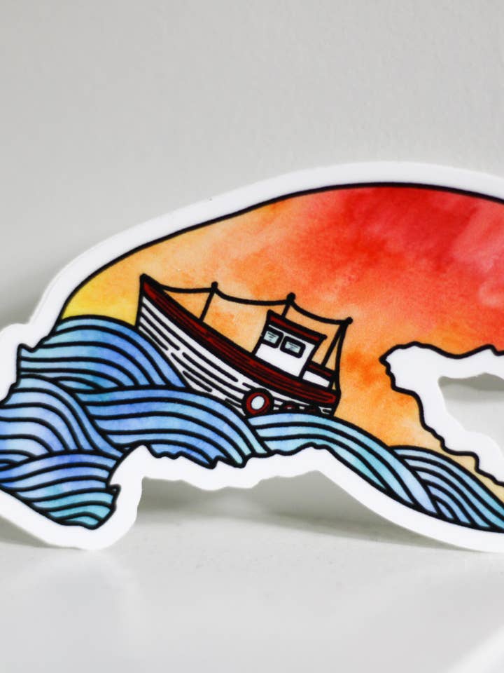 Maine Lobster Claw | Autocollant aquarelle pour bateau nautique pour la vente par Scribbles and Doodlez