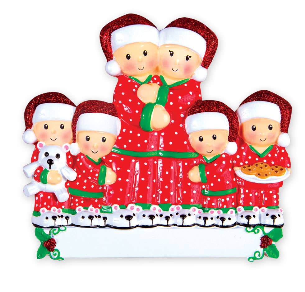 PolarX Ornaments - Wholesale Ornament - Light Skin Pajama Family Personalized Ornament3