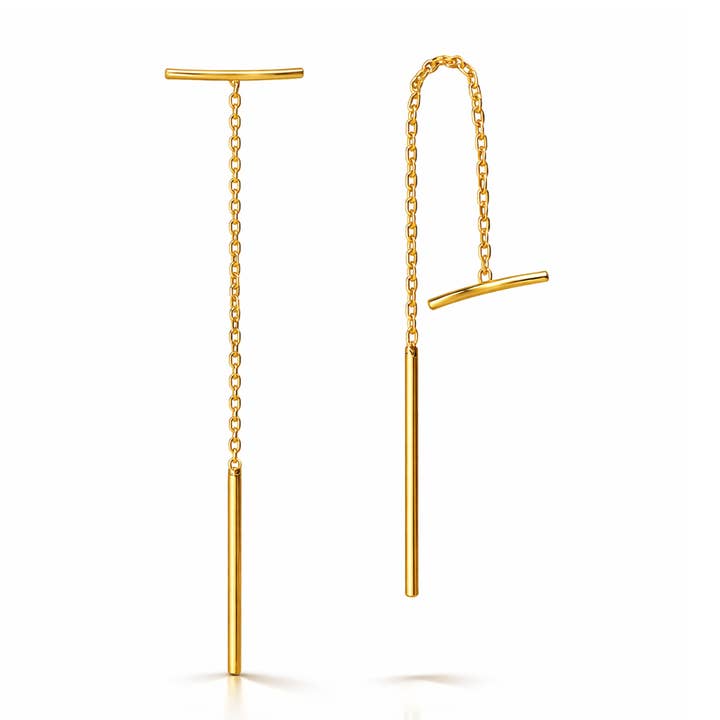 Simple Curved Bar Threader Earrings for wholesale by Tai Jewelry