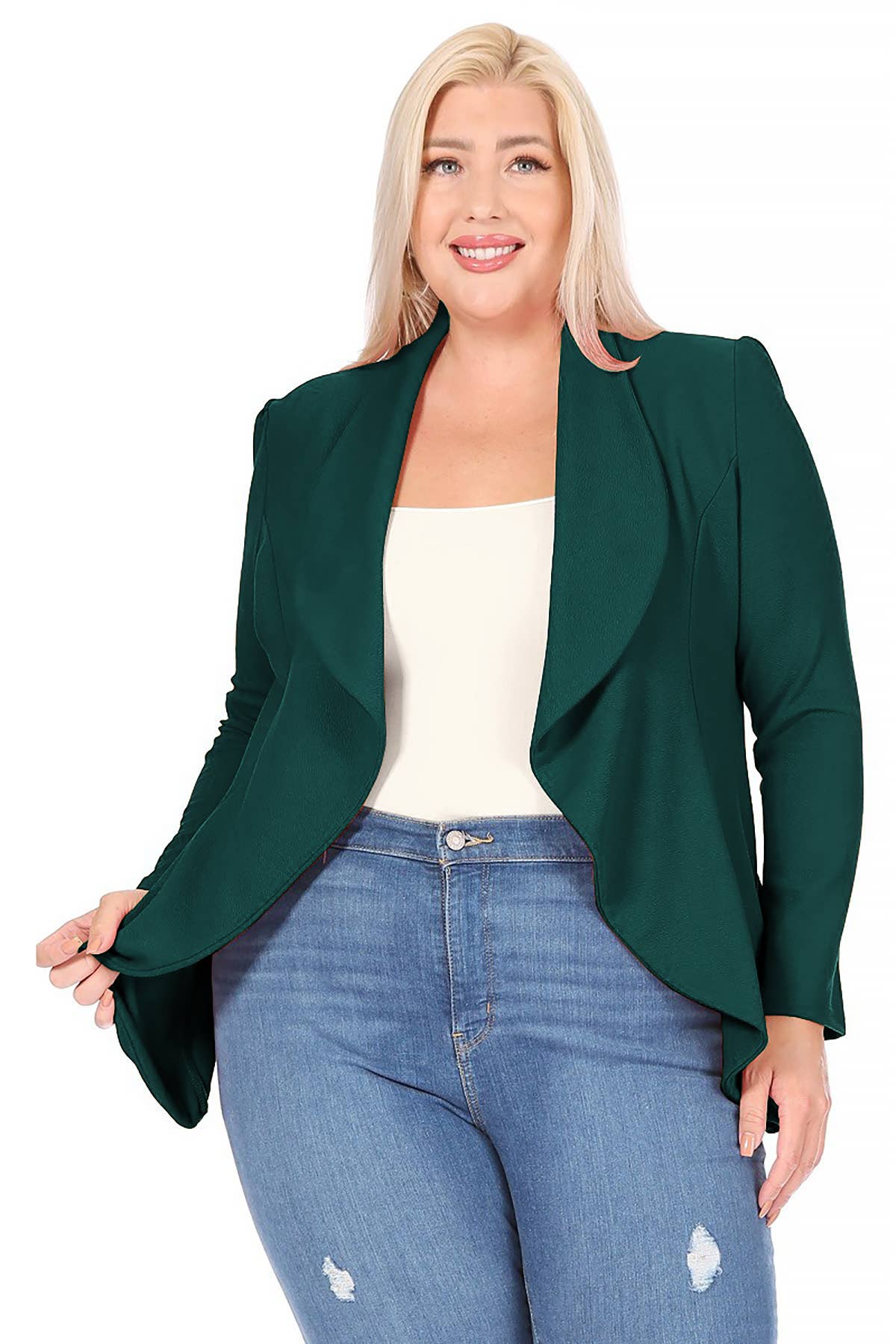 MOA COLLECTION - Wholesale Blazer - Women's - Women's Plus Size Solid Long Sleeve Office Blazer Jacket3