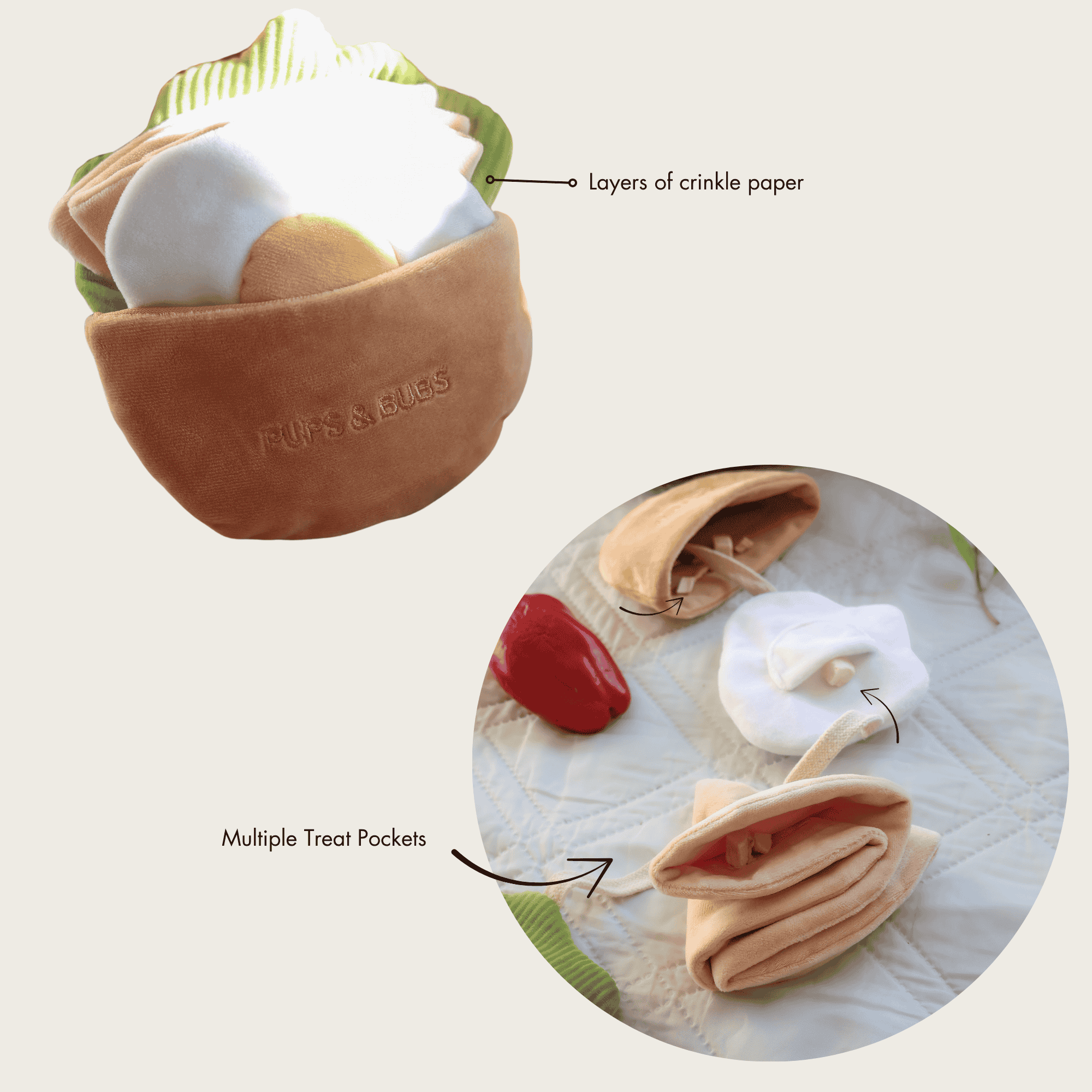 Pups & Bubs - Wholesale Pet Plush Toy - Dog - Pita Pocket Nosework Toy6