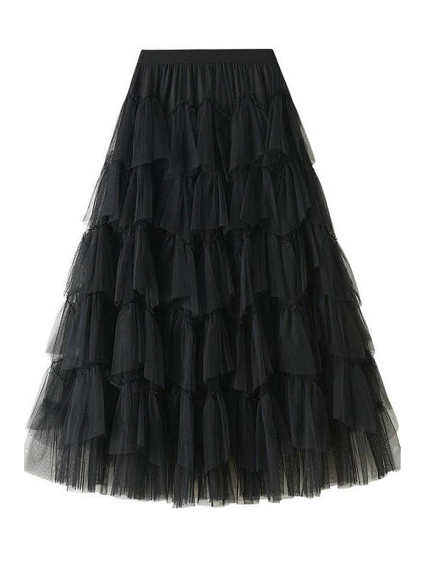 Miss Sparkling - Wholesale Skirt - Women's - Tiered chiffon midi skirt1