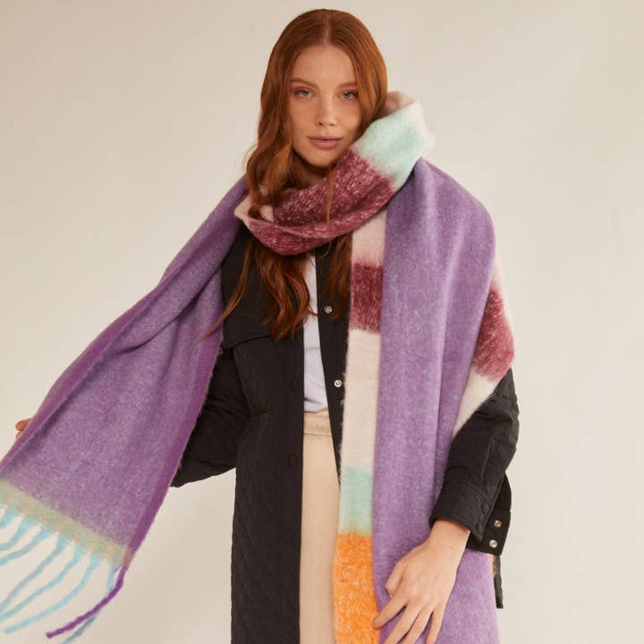 LAURA SJAAL MET STREPEN MIX+KLEUR-N61 voor wholesale door NALI'