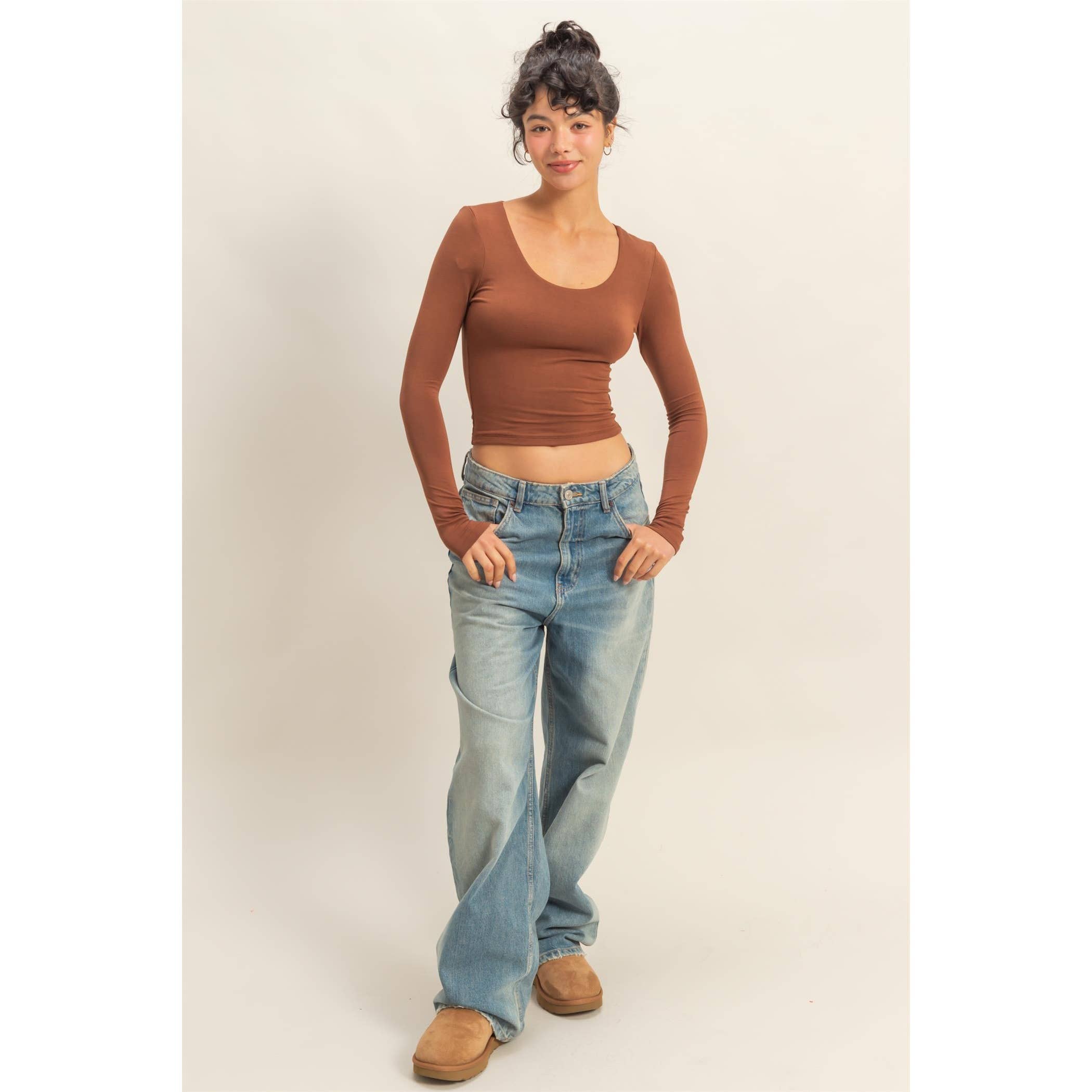 HYFVE - Wholesale Knit Top - Women's - Scoop Neck Long Sleeve Crop Top33