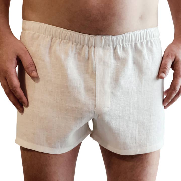 Boxers blancs pour tous les jours, sous-vêtements 100 % lin, homme pour la vente par DucksnFoxes