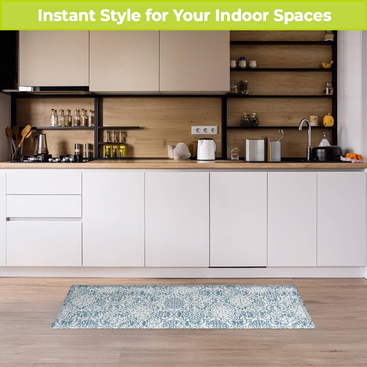 Briarwood Lane - Wholesale Floor Mat - Ornamental Blue and White Oversized Comfort Mat3