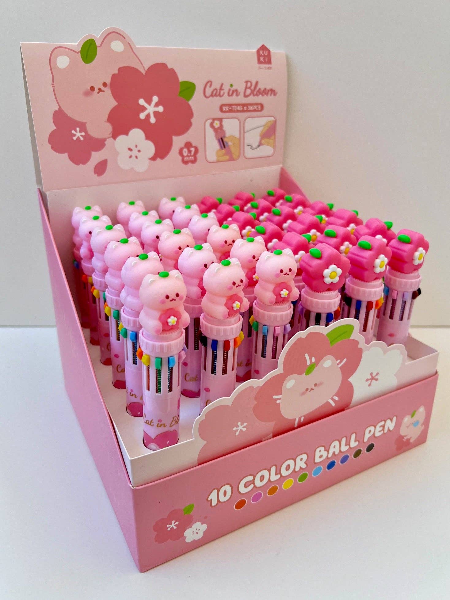 BCmini - Vente Stylos - 23013 STYLO BILLE RÉTRACTABLE 10 COULEURS SAKURA CHAT-3619