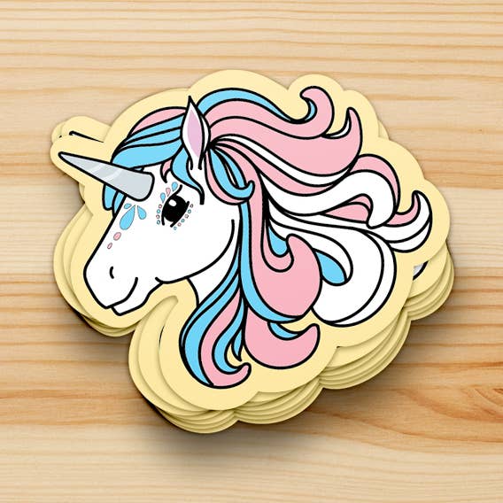 Transgender LGBTQ+ Pride Unicorn Vinyl Laptop Sticker for wholesale by FairyNerdy