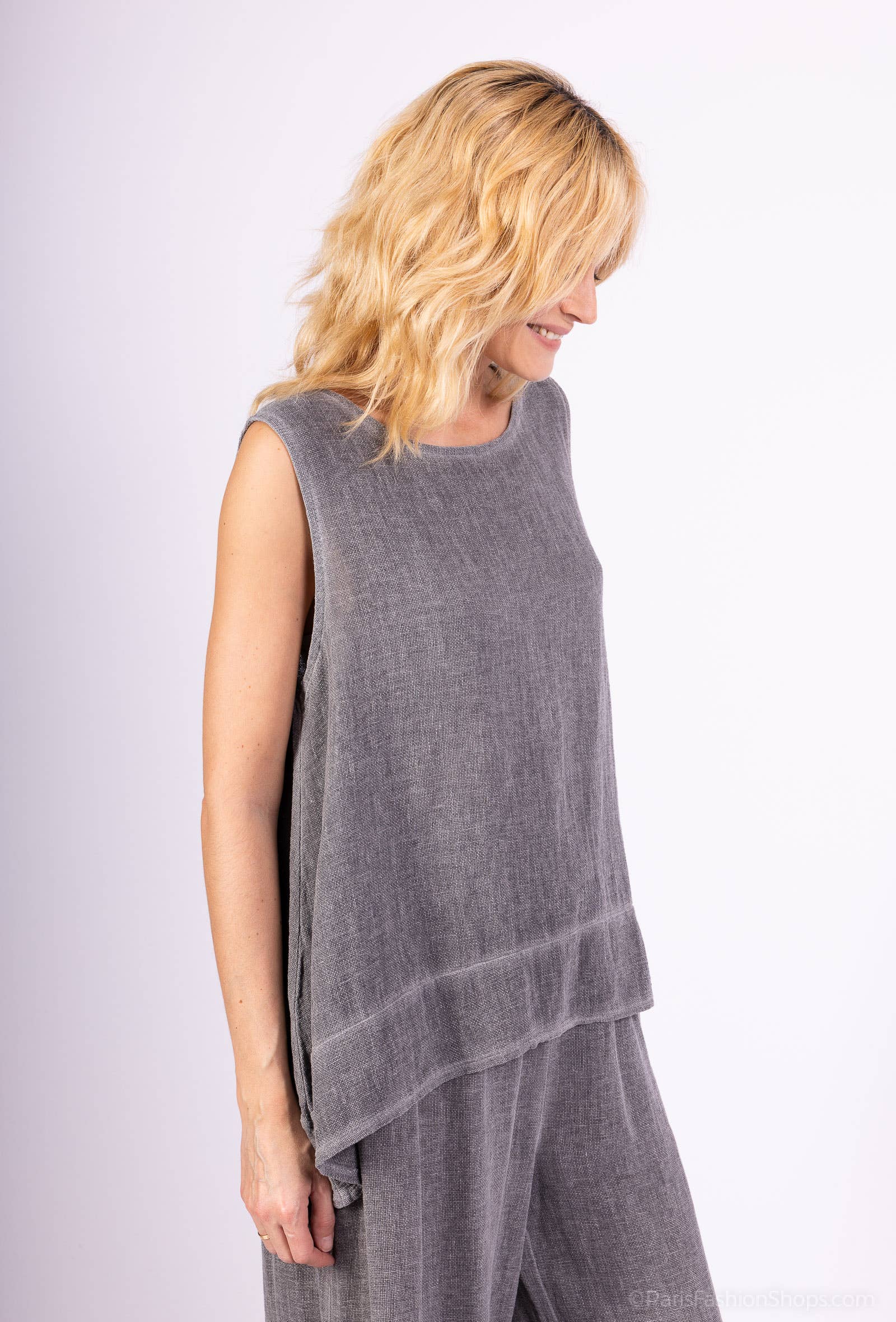 Shyloh - Vendita all'ingrosso Camicetta - Donna - Top ampio senza maniche in lino cotone 1581828