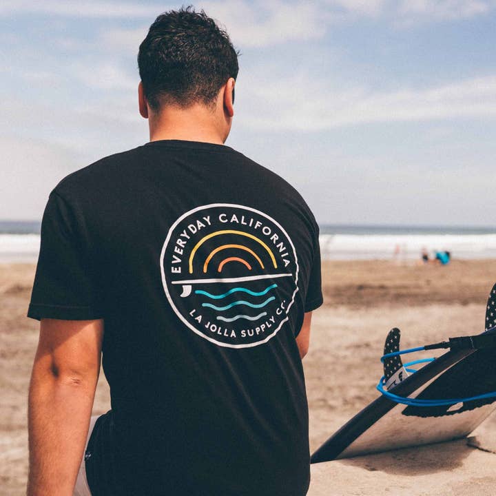 Everyday California - Wholesale Screen Printed T-Shirt - Men's - Cabrillo Tee - California Retro Surf Tee3
