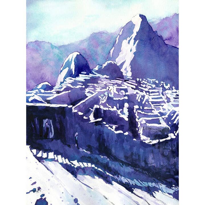 Pittura di Machu Picchu- Valle Sacra, Perù. Decorazione per la casa, arte da parete, pittura ad acquerello, pittura ad acquerello, arte giclée, rovine di Machu Picchu, Perù (stampa) per la vendita all'ingrosso da parte di Ryan Fox Fine Art