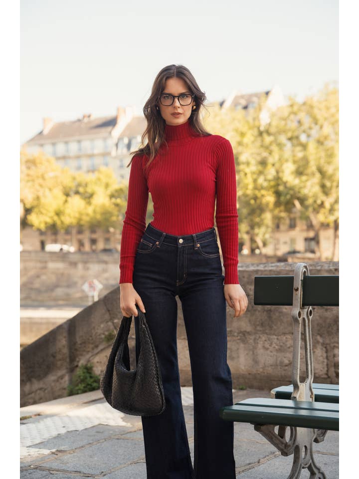 jw.atelier - Vendita all'ingrosso Maglione tricot - Donna - Maglione dolcevita a coste in seta elasticizzata16