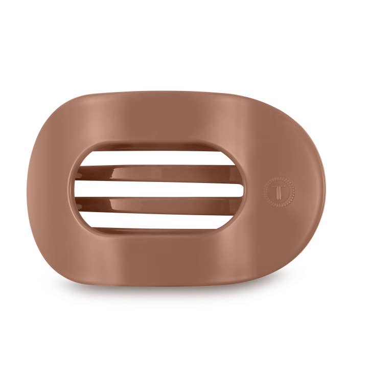 TELETIES - Wholesale Hair Clip - Women's - Round Flat Hair Clip | Large | Mocha Mousse
